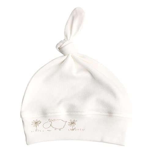 For Babies - Erstlingsmütze Bio-Baumwolle Baby Neugeborene Mütze mit Knoten (Schäfchen, 0-3 Monate)