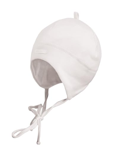 maximo Baby-Mütze,Ohrenteil ausgenäht Bindeband Made in Germany 43 weiß