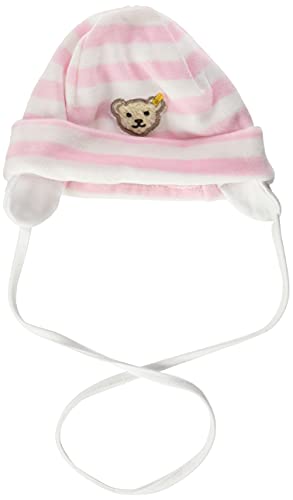 Steiff Unisex - Baby Mütze 0002850 Mütze Gr. 43 Cm Kopfumfang, Gestreift, Gr. One Size (Herstellergröße: 43), Rosa (Barely Pink 2560)