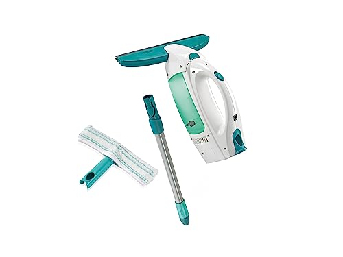 Leifheit Fenstersauger Set Dry & Clean mit Stiel & Einwascher für 360° streifenfreie Reinigung, Fensterreiniger verwendbar bis zu 38 min, Fensterputzer mit Stand-by-Automatik und Click-System