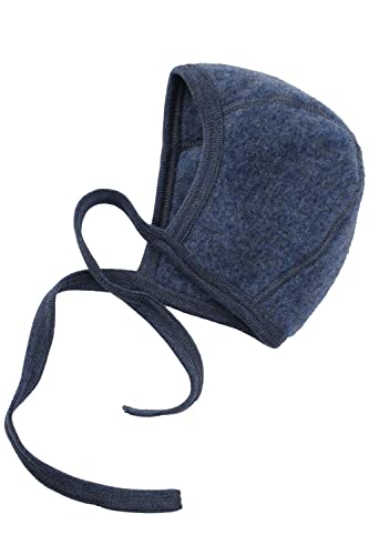 Engel Natur Baby Häubchen, Fleece, 100% Wolle, 4 Farben (50/56, Blau Melange)