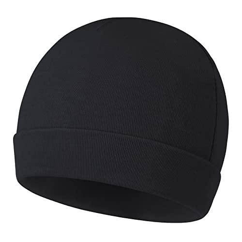 Durio Unisex Baumwoll Baby Mütze Erstlingsmützen für Neugeborene Slouch Beanie Jungen Mädchen für 0-6 Monate Schwarz