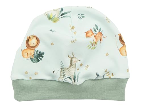 Kleine Könige Mütze Baby Jungen Beanie · Modell Fuchs Löwe Animal Kings, Mint · Ökotex 100 Zertifiziert · Größe 62/68