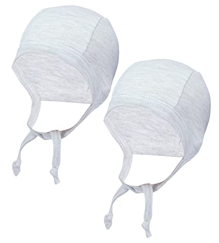 TupTam Unisex Baby Erstlingsmütze zum Binden 2er Pack, Farbe: Grau Meliert, Größe: 62-68