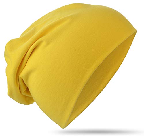 Miobo Kinder Slouch Beanie Mütze,Baumwolle,Unifarbe Gelb-48