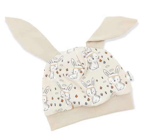 Baby Mütze Ohrenmütze Boho Hase Häschen beige Ostern Handmade Puschel-Design®