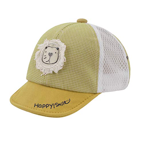 FakeFace Mütze Baby Schirmmütze Baby Kappe Baumwoll Schiebermütze Cappy Mädchen Jungen Baby Hat Base Cap Babymütze Sommer Frühling Kindermütze (Löwe-gelb)