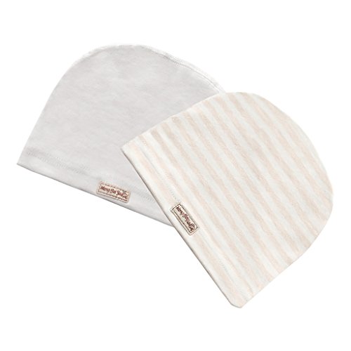 2 Stücke Baby Unisex Beanie Mütze Kinder Weiche Baumwolle Strickmützen Kleinkind Hut (Beige, 0-3 Monate Baby)