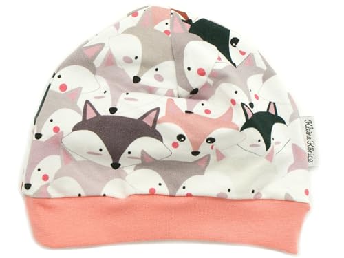Kleine Könige Mütze Baby Mädchen Beanie · Modell Fuchs Little Foxes, apricot · Ökotex 100 Zertifiziert · Größe 86/92