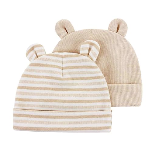 G-Tree Neugeborenes Krankenhaus Hat 6 Monate Bärenohren Junge Mädchen Beanie Baby-Babymütze Herbst-Winter-2-Pack