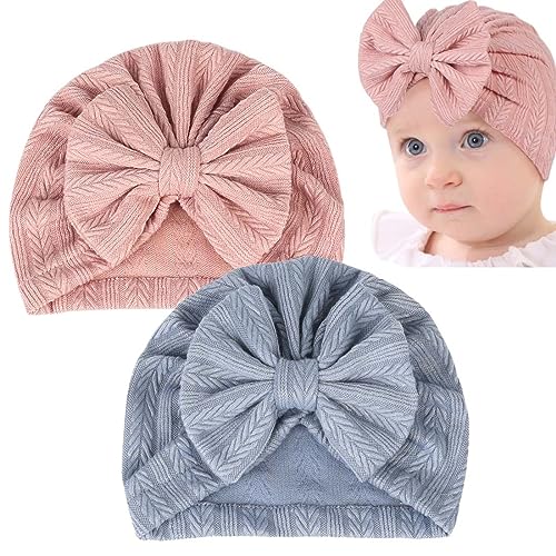 BCBF 2 Stück Baby Turban Hüte Turban Babymütze Brötchen Knoten Baby Infant Beanie Baby Mädchen Weiche Schleifenhut